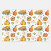 Erntedank Fest Fall Wasserfarbe Türkei Pumpkin Geschenkpapier Set (Vorderseite)