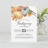 Erntedank Fest Friends Dinner Rustic Pumpkin Einladung (Stehend Vorderseite)