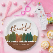 Erntedank Fest Glückliche Herbstbäume Pappteller (Party)