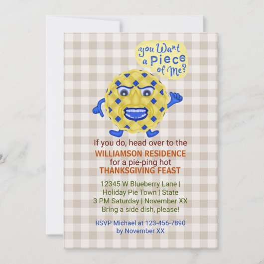Erntedank Fest Herbst Party Funny Pie Pun Einladung (Vorderseite)