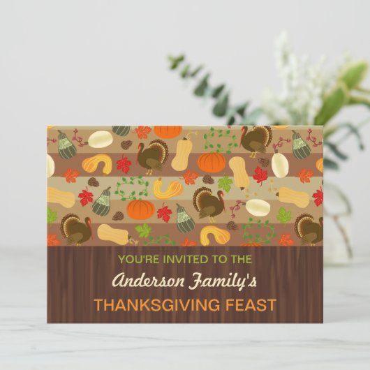 Erntedank Fest Herbst Party Herbst Türkei Einladung (Stehend Vorderseite)