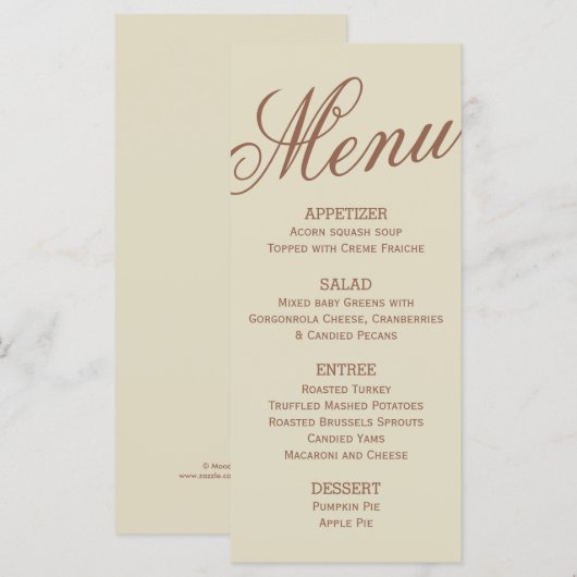 Erntedank Fest Menükarte (Vorne/Hinten)