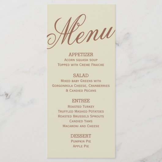 Erntedank Fest Menükarte (Vorderseite)