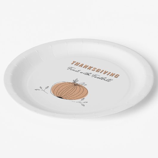 Erntedank Fest mit Football Orange Pumpkin Pappteller (Schrägansicht)