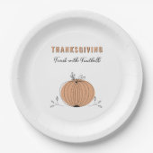 Erntedank Fest mit Football Orange Pumpkin Pappteller (Vorderseite)