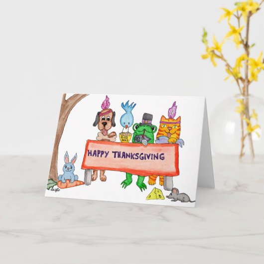 Erntedank Fest mit Freunden Karte (Gelbe Blume)