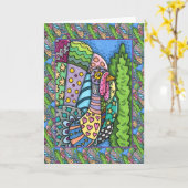 ERNTEDANK-FEST-PUTER, PATCHWORK-FEDERN, VOLKSKUNST KARTE (Gelbe Blume)