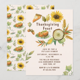 Erntedank Fest Türkei Pumpkin Pie Sonnenblumen Einladung