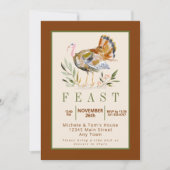 Erntedank Fest Wasserfarbe Türkei Foliage Einladung (Vorderseite)