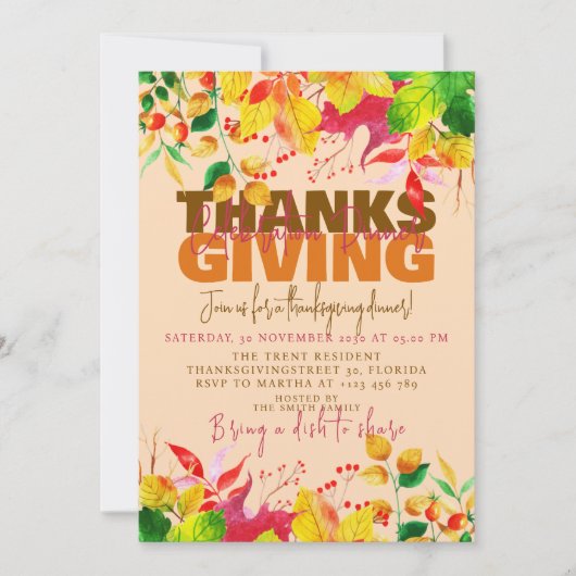 Erntedank Festessen Abendessen Herbsternte Einladung (Vorderseite)