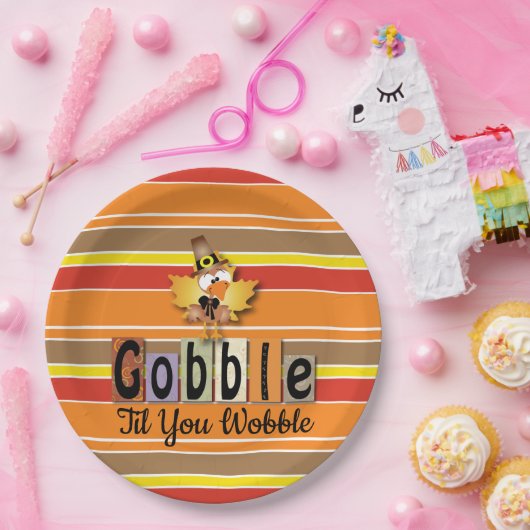 Erntedank Festivals Gobble Til You Wobobobobic Tür Pappteller (Party)