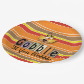 Erntedank Festivals Gobble Til You Wobobobobic Tür Pappteller (Schrägansicht)