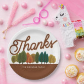 Erntedank Festmahl Personalisierter Herbstwald Pappteller (Party)