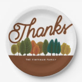 Erntedank Festmahl Personalisierter Herbstwald Pappteller (Vorderseite)