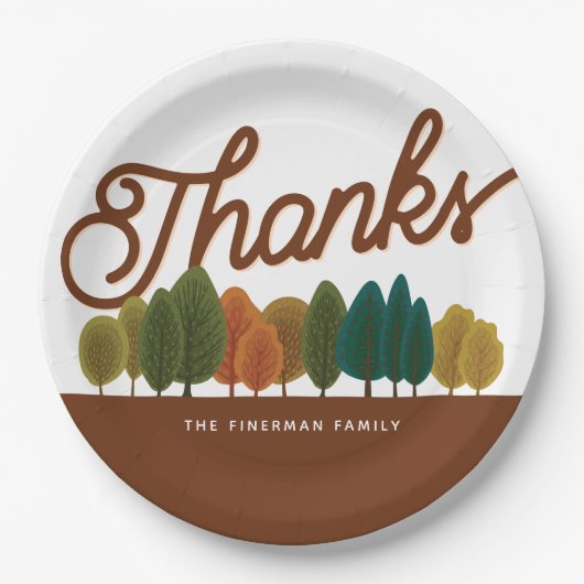 Erntedank Festmahl Personalisierter Herbstwald Pappteller (Vorderseite)