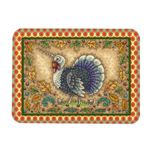 ERNTEDANK-FESTTAG-TURKEY-EINHORN, WHIMISCHE FANTAS MAGNET