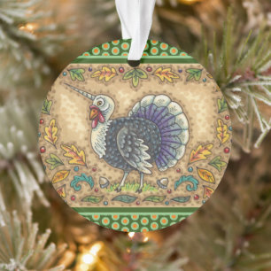 ERNTEDANK-FESTTAG-TURKEY-EINHORN, WHIMISCHE FANTAS ORNAMENT