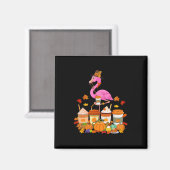Erntedank Flamingo mit einem Fallhahn Kaffeekuppen Magnet (Vorderseite/Rückseite)