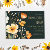 Erntedank Floral Rustikales Friendsgiving Dinner Einladung