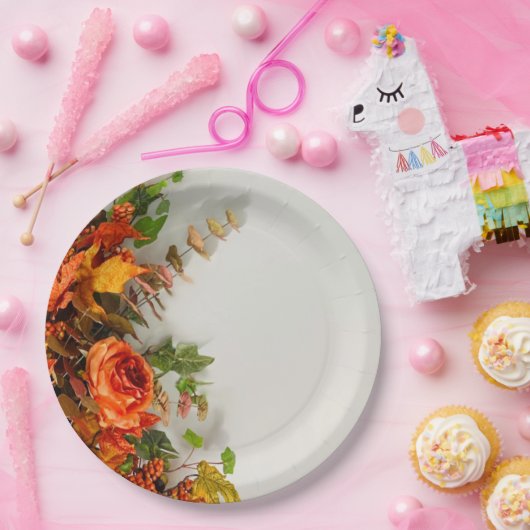 Erntedank Florals Papierplatte Pappteller (Party)