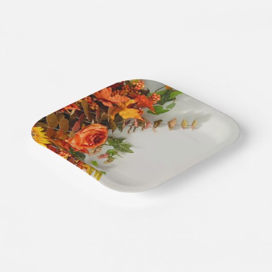 Erntedank Florals Square Paper Plate Pappteller (Gewinkelt)