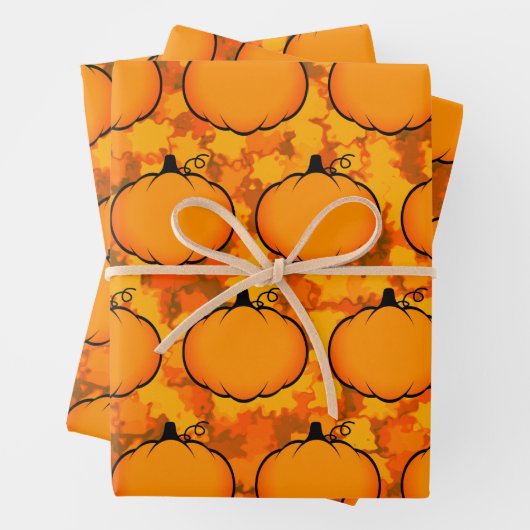 Erntedank Foliage Pumpkin Zeichnend Geschenkpapier Set (Beispiel)