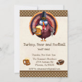 Erntedank Football Turkey Beer Funny Einladung (Vorderseite)