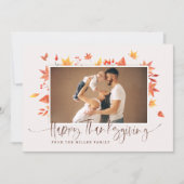 Erntedank Foto-Card Glücklich Thanksgiving-Blätter Karte (Vorderseite)