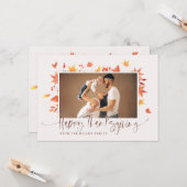 Erntedank Foto-Card Glücklich Thanksgiving-Blätter Karte (Vorderseite/Rückseite Beispiel)