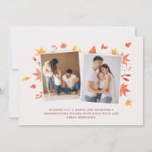 Erntedank Foto-Card Glücklich Thanksgiving-Blätter Karte (Rückseite)