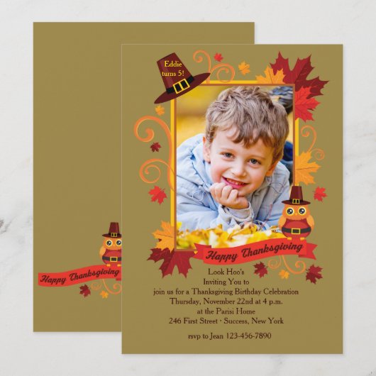 Erntedank Foto Frame Einladung (Vorne/Hinten)