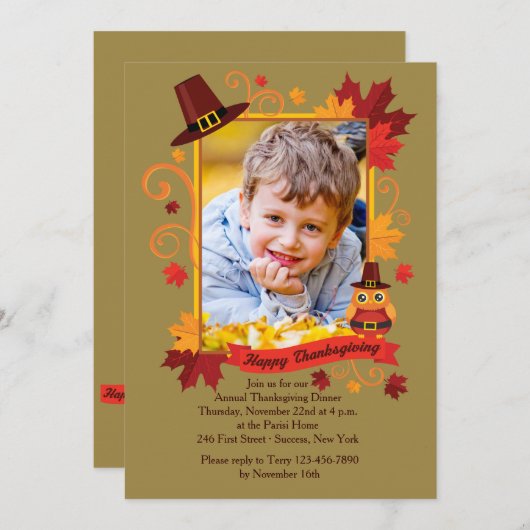 Erntedank Foto Frame Einladung (Vorne/Hinten)