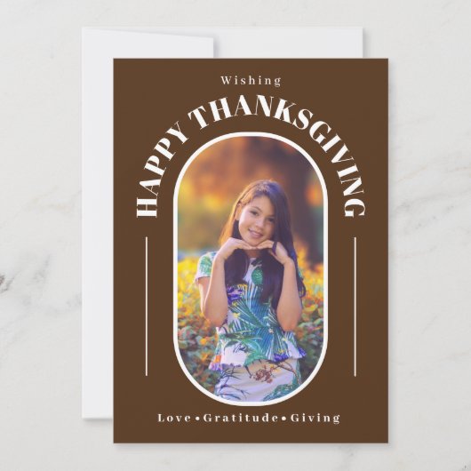 Erntedank Foto Modernes Braun Feiertagskarte (Vorderseite)