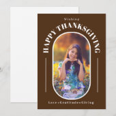 Erntedank Foto Modernes Braun Feiertagskarte (Vorne/Hinten)
