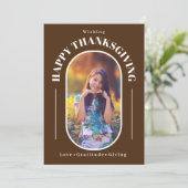 Erntedank Foto Modernes Braun Feiertagskarte (Stehend Vorderseite)