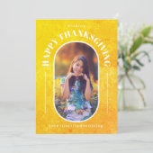 Erntedank Foto Modernes Gelb Feiertagskarte (Stehend Vorderseite)