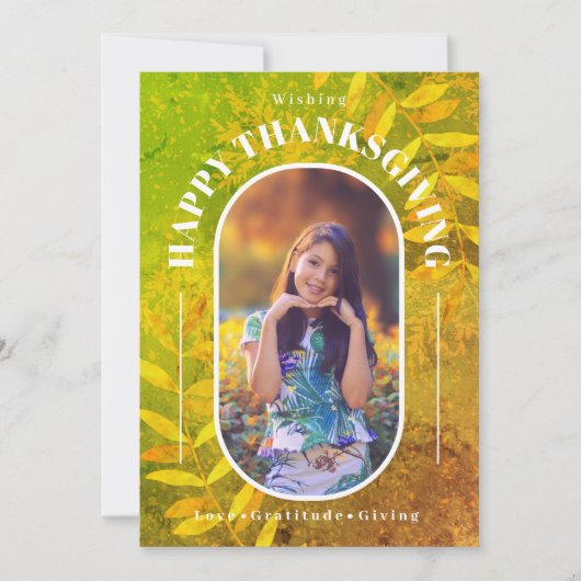 Erntedank Foto Modernes Grün Feiertagskarte (Vorderseite)