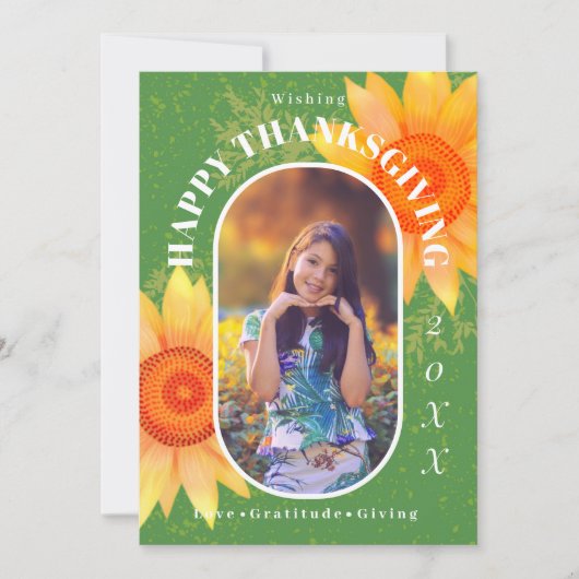 Erntedank Foto Modernes Grün Feiertagskarte (Vorderseite)