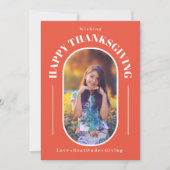 Erntedank Foto Modernes Orange Feiertagskarte (Vorderseite)