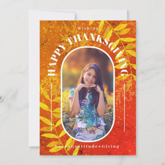 Erntedank Foto Modernes Orange Feiertagskarte (Vorderseite)
