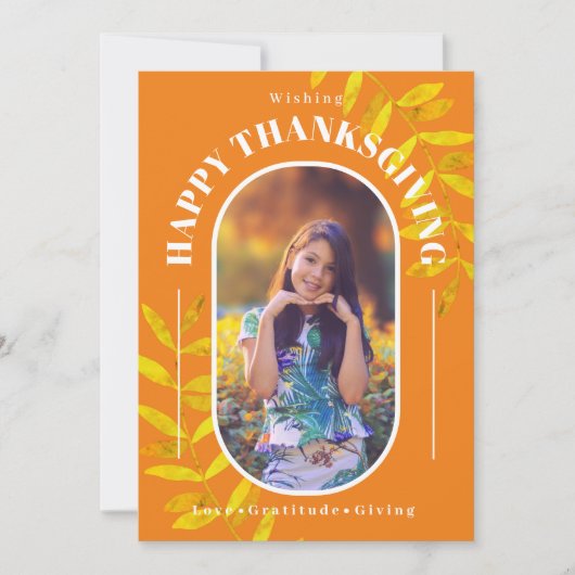 Erntedank Foto Modernes Orange Feiertagskarte (Vorderseite)