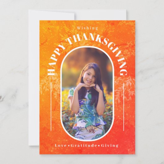 Erntedank Foto Modernes Orange Feiertagskarte (Vorderseite)