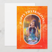 Erntedank Foto Modernes Orange Feiertagskarte (Vorne/Hinten)