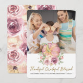 Erntedank Foto Pink Pumpkin Feiertagskarte (Vorne/Hinten)