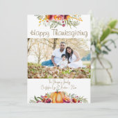 Erntedank-Fotokarte mit Kürbissen und Blätter Einladung (Stehend Vorderseite)