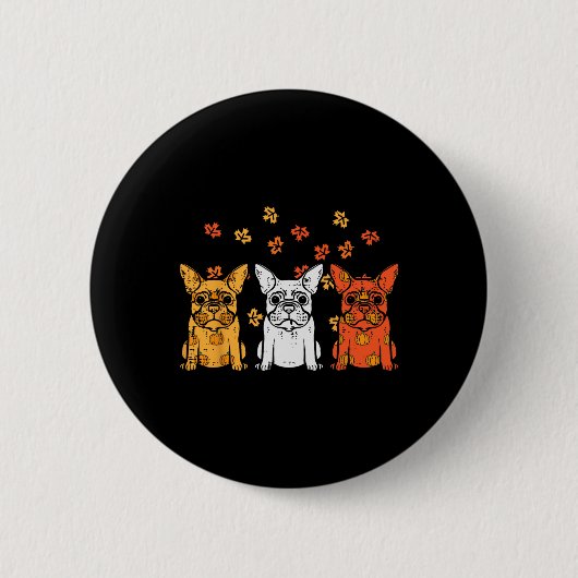 Erntedank French Bulldog Fall Frenchie Dog Men Button (Vorderseite)