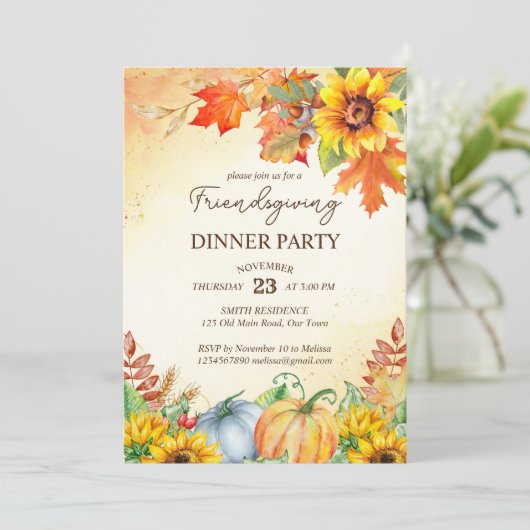 Erntedank-Freundschaft Abendessen Party Vorlage (Stehend Vorderseite)