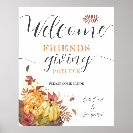 Erntedank Friends Dinner Willkommenskürbis Poster (Vorne)