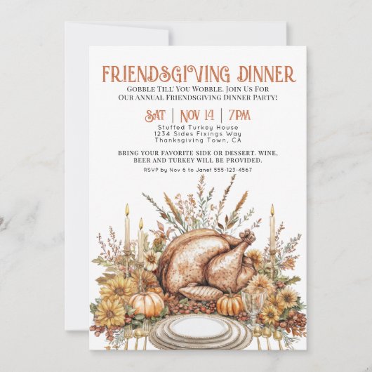 Erntedank Friendsgiving Dinner Einladung (Vorderseite)