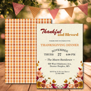 Erntedank Friendsgiving Dinner Florals Custom Einladung